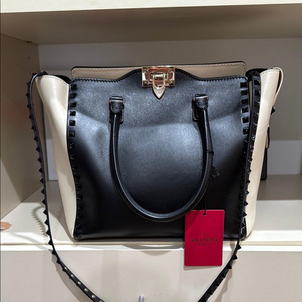 Valentino Two-Tone Black and Cream Tote